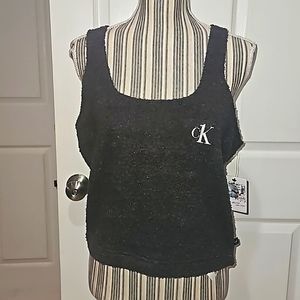 Calvin Clein Women One Plush Lounge Cropped Tank Top Size XL